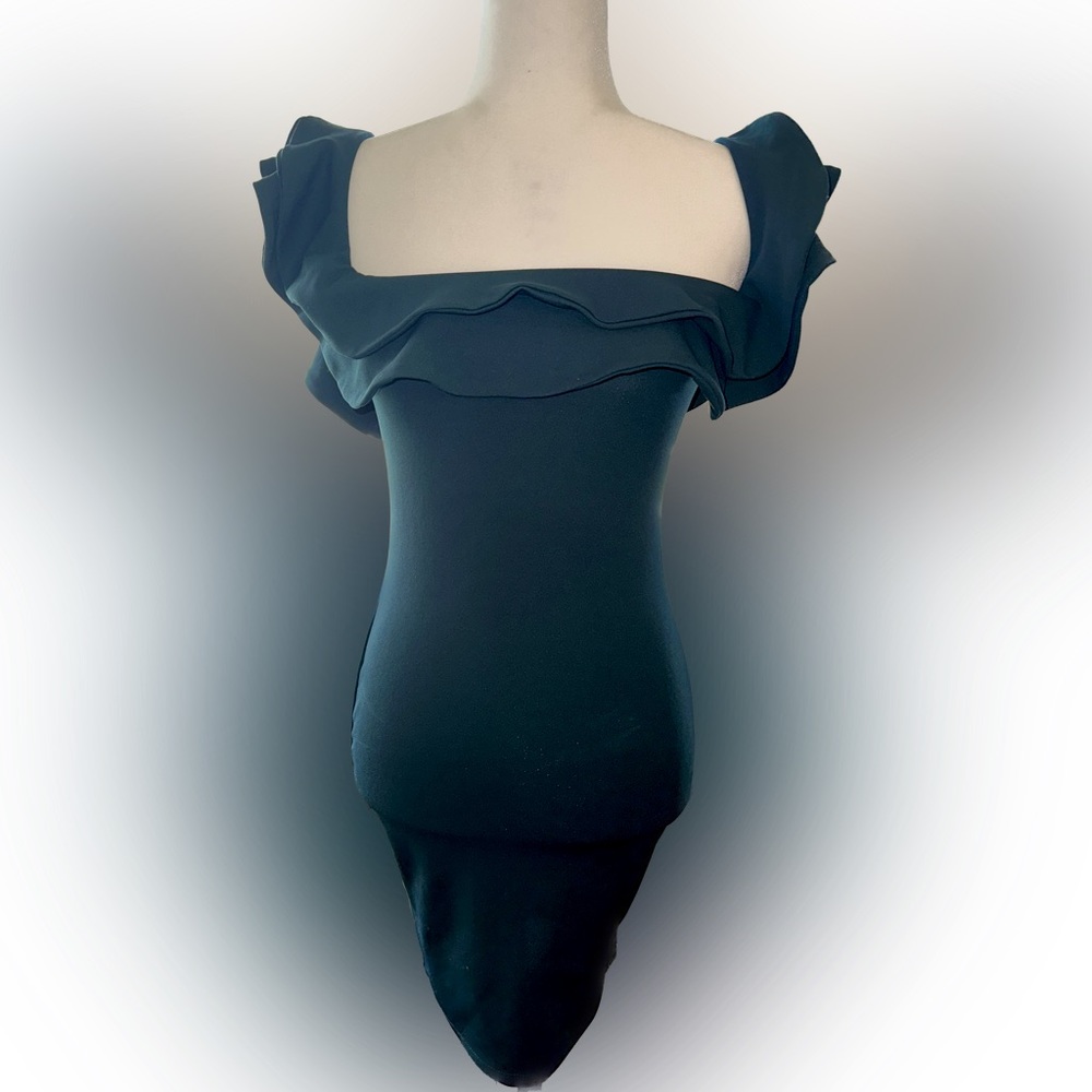 Mind Code Green Ruffle Dress Size Small - Picture 2 of 16